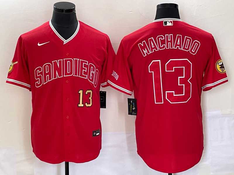 Men's San Diego Padres #13 Manny Machado Number Red NEW 2023 Cool Base Stitched Jersey,We sell and wholesale Men's San Diego Padres #13 Manny Machado Number Red NEW 2023 Cool Base Stitched Jersey on line form chian!